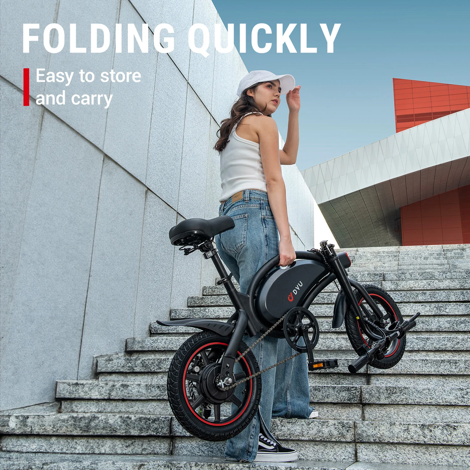 Zonveer D3F 14in Mini Folding E-Bike, 250W, 50KM Range - Image 2