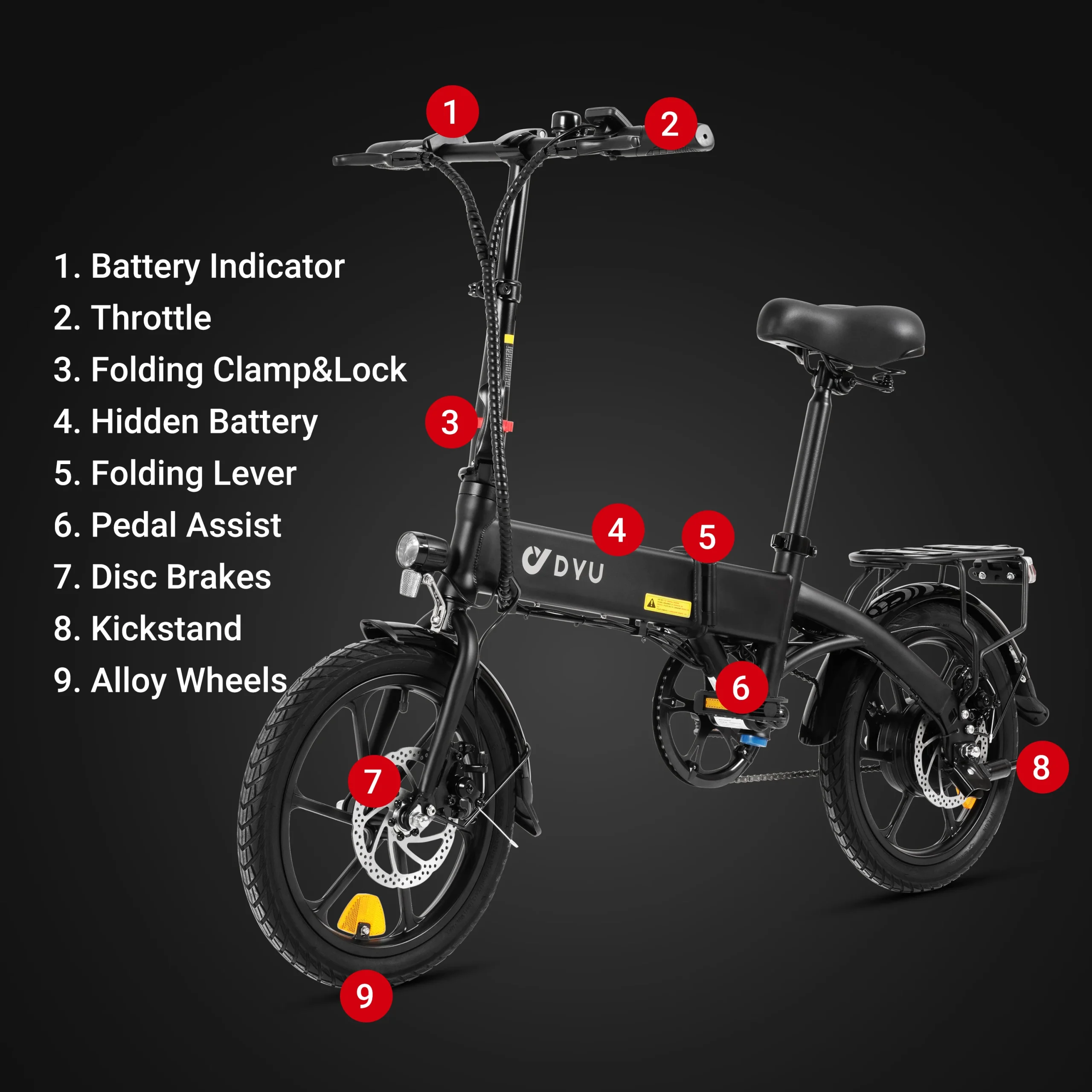 Zonveer A1F Pro 16in Folding E-Bike, 250W, Easy Storage - Image 10