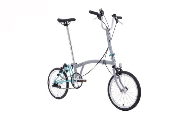 Brompton A Line 3-Speed Folding Bike | Window Grey/Turkish Green, Mid Handlebar