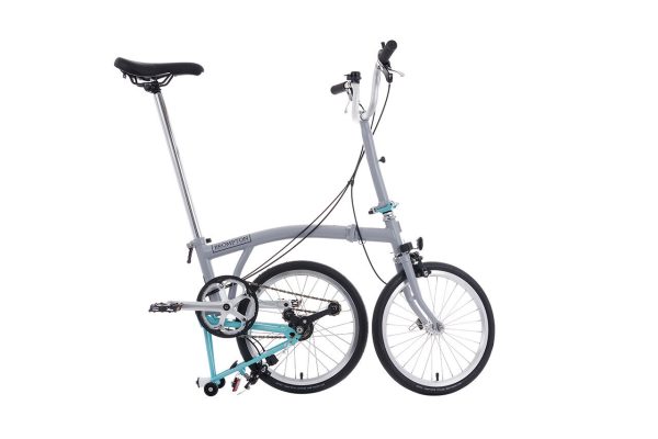 Brompton A Line 3-Speed Folding Bike | Window Grey/Turkish Green, Mid Handlebar