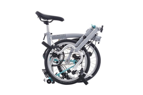 Brompton A Line 3-Speed Folding Bike | Window Grey/Turkish Green, Mid Handlebar