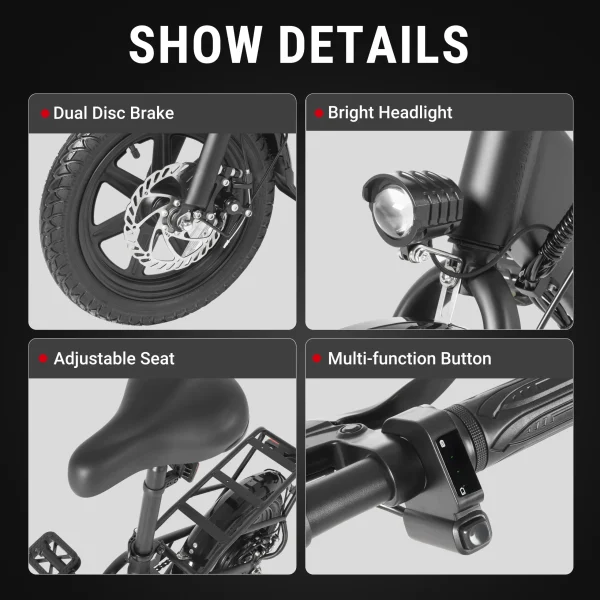 Zonveer C3 14in Folding E-Bike, 250W, Compact Design