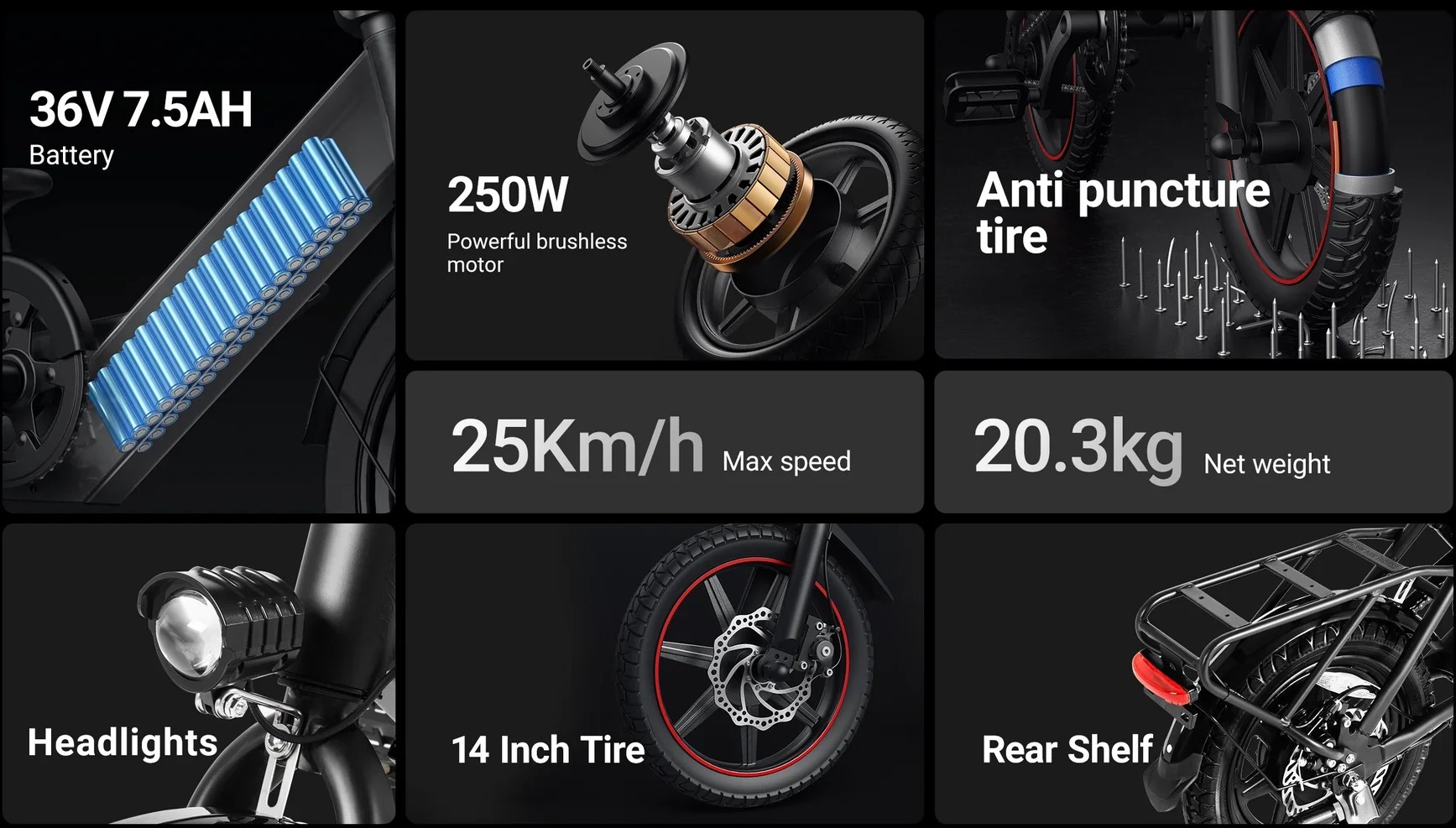 Zonveer C3 14in Folding E-Bike, 250W, Compact Design 3