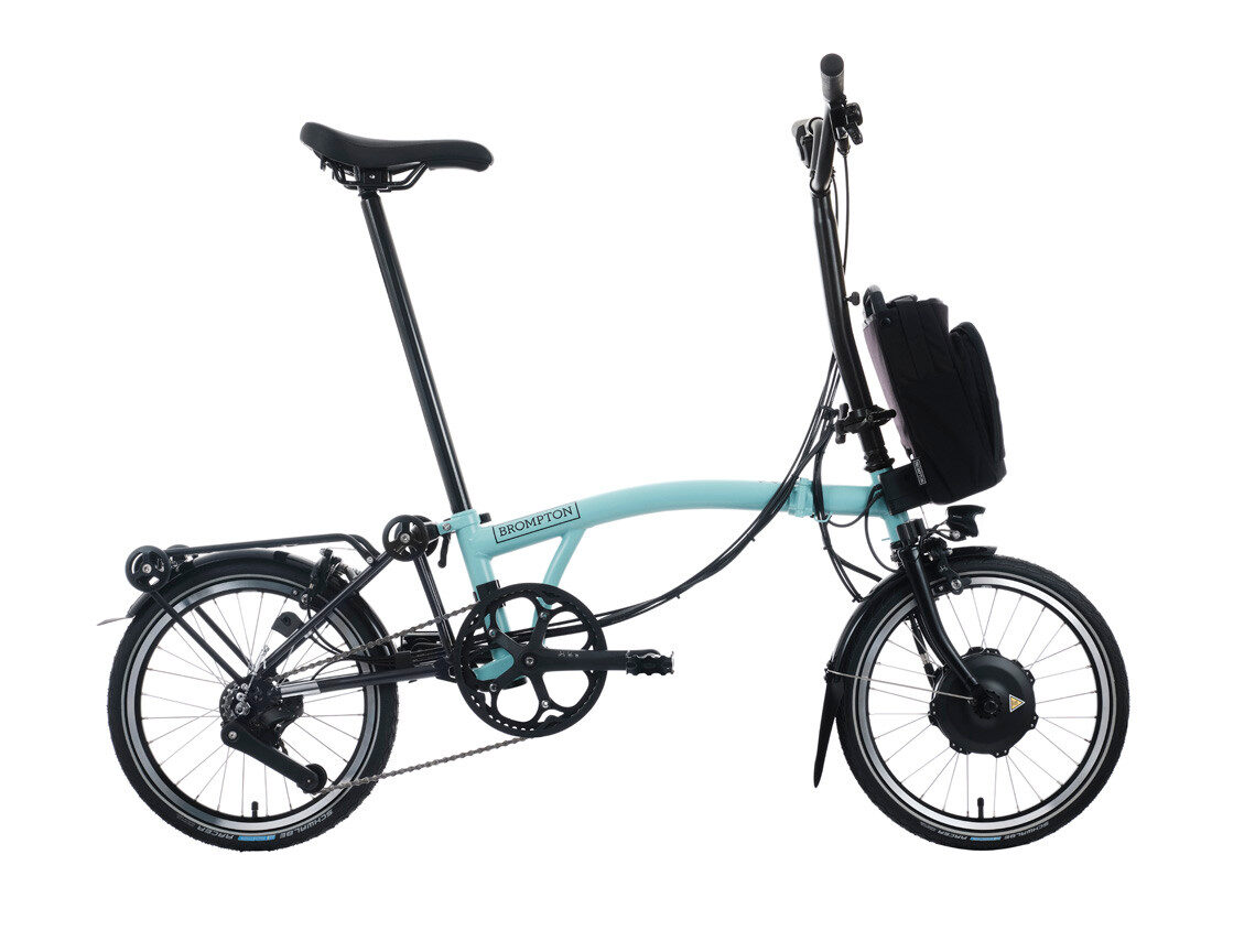 Brompton Electric C Line Explore Bicicleta elétrica dobrável de 12 velocidades – Quadro com rodas