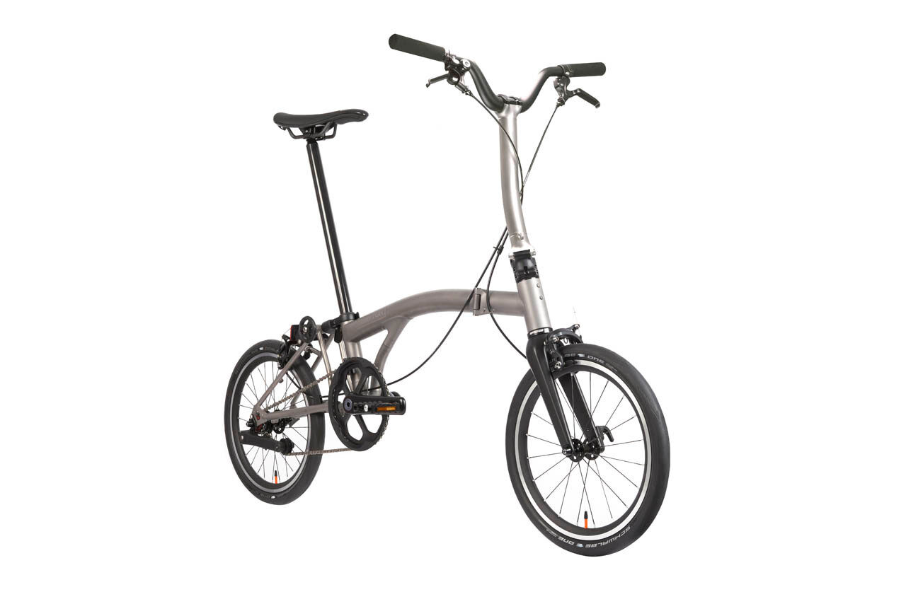 Bicicleta dobrável de 1 velocidade Brompton T Line One - Titânio jateado, guiador médio - Imagem 3