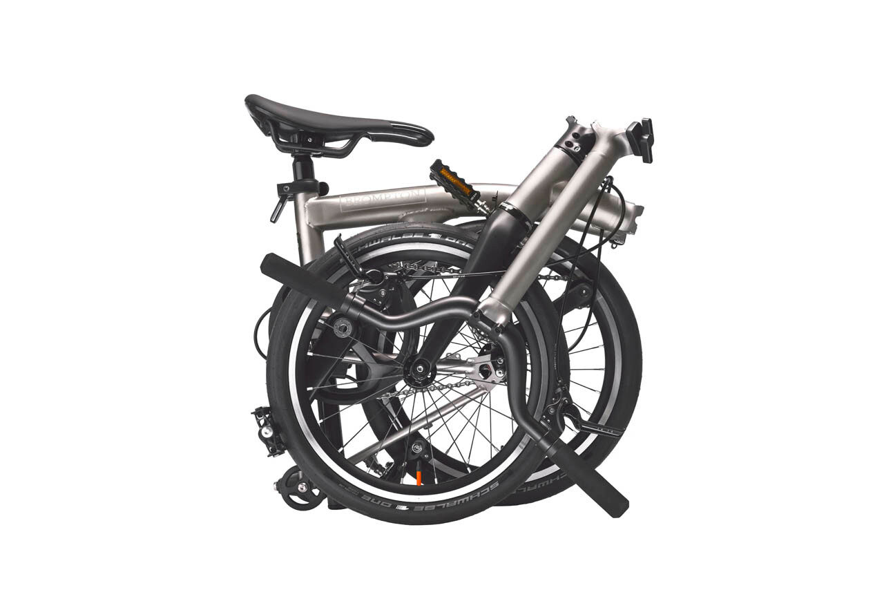 Bicicleta dobrável de 1 velocidade Brompton T Line One - Titânio jateado, guiador médio - Imagem 4