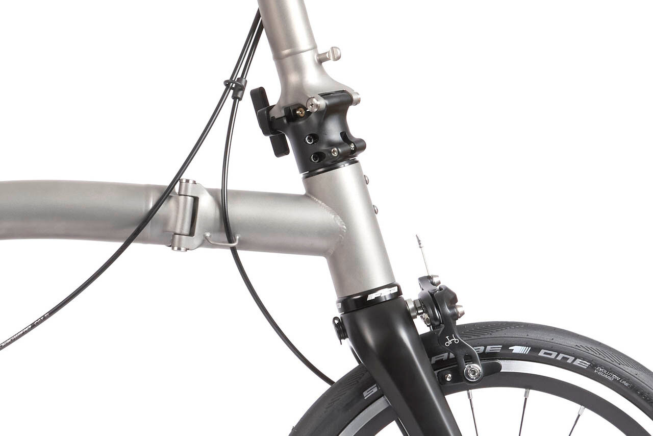 Bicicleta dobrável de 1 velocidade Brompton T Line One - Titânio jateado, guiador médio - Imagem 5