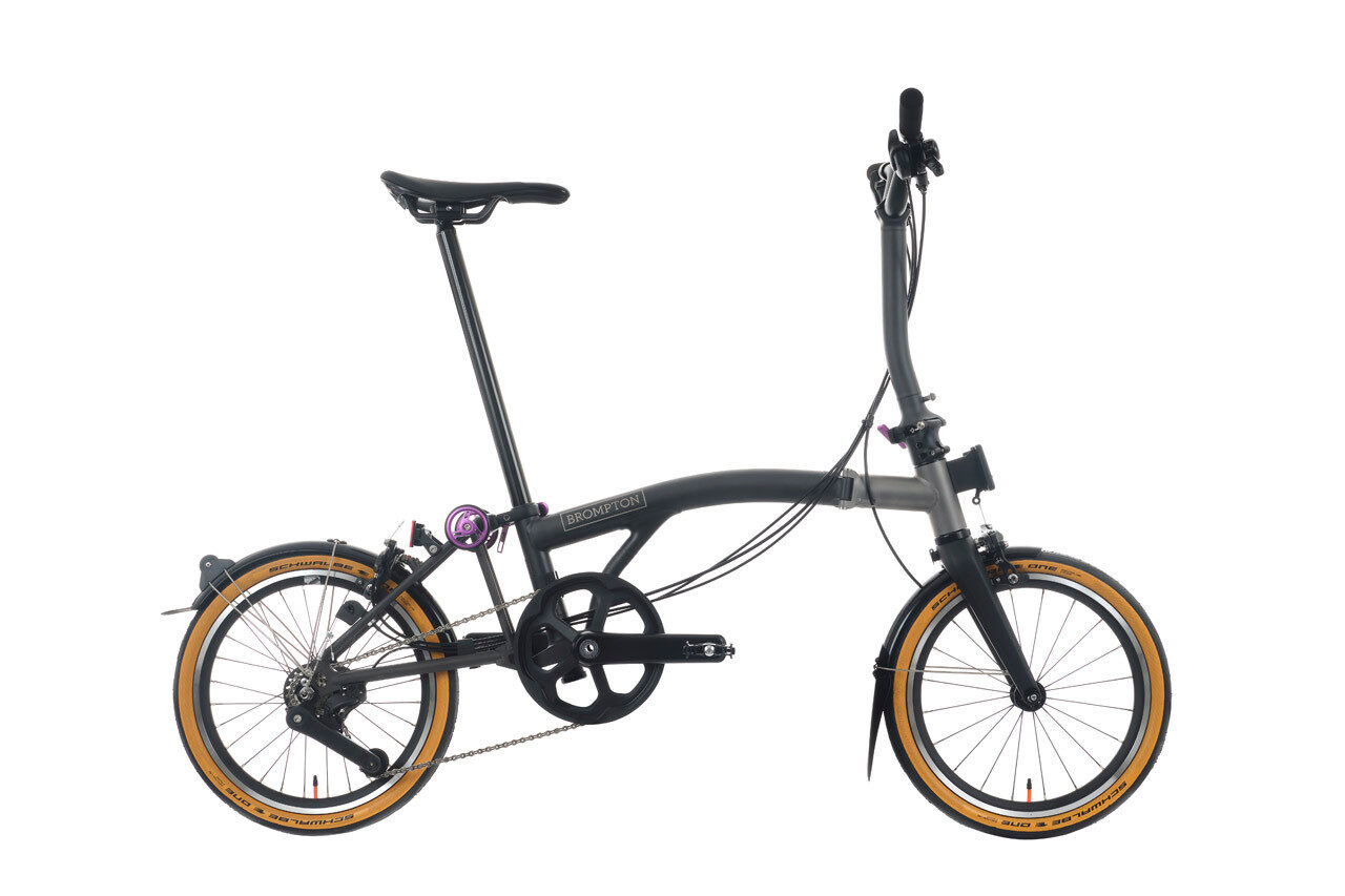 Brompton T Line 4-Speed Urban Folding Bike | Ceratech Black, Mid Handlebar