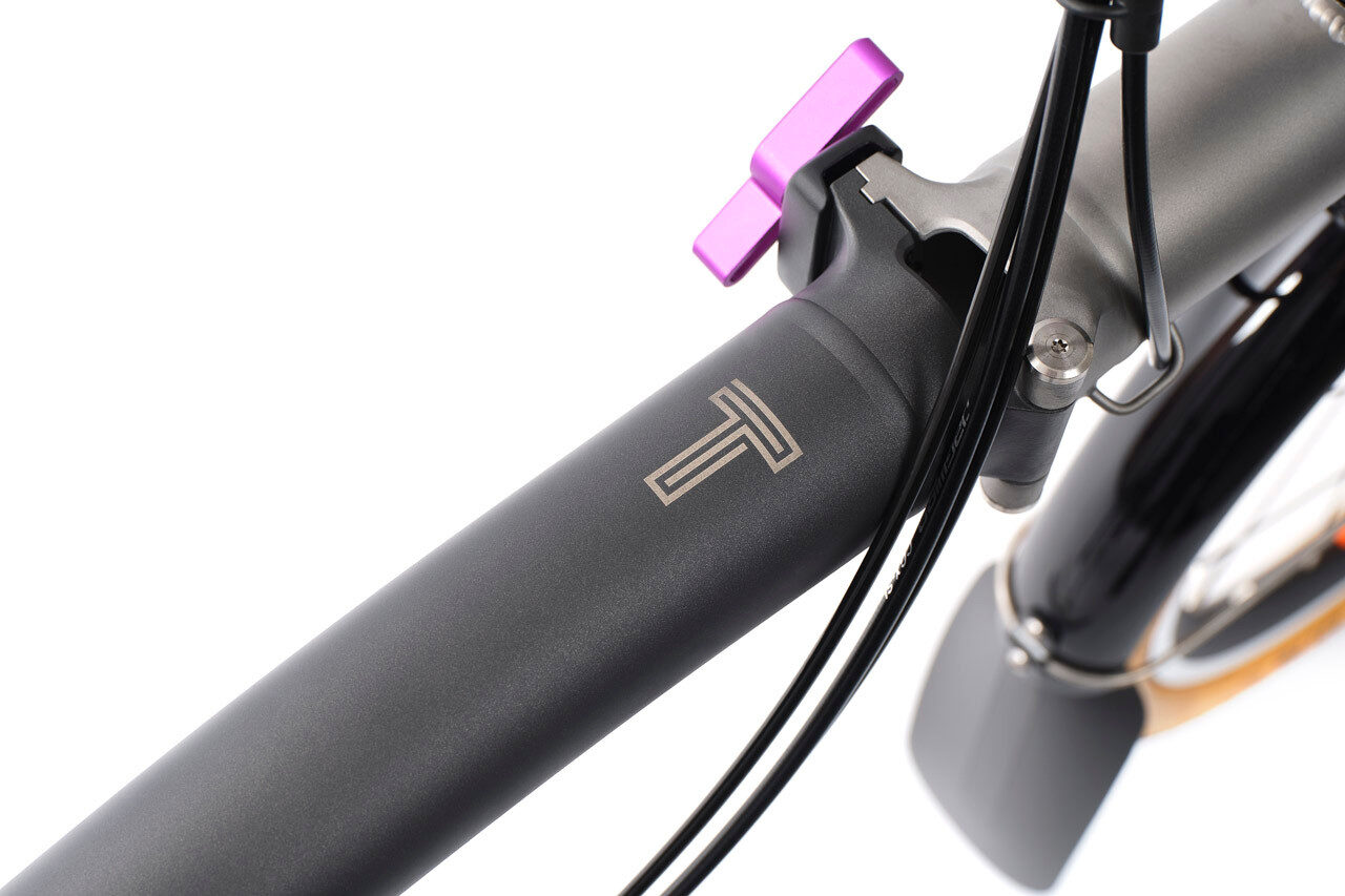 Brompton T Line 4-Speed Urban Folding Bike | Ceratech Black, Mid Handlebar - Image 8