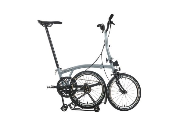 Brompton P Line 4-Speed Urban Folding Bike with Roller Frame | Lunar Ice, Mid Handlebar