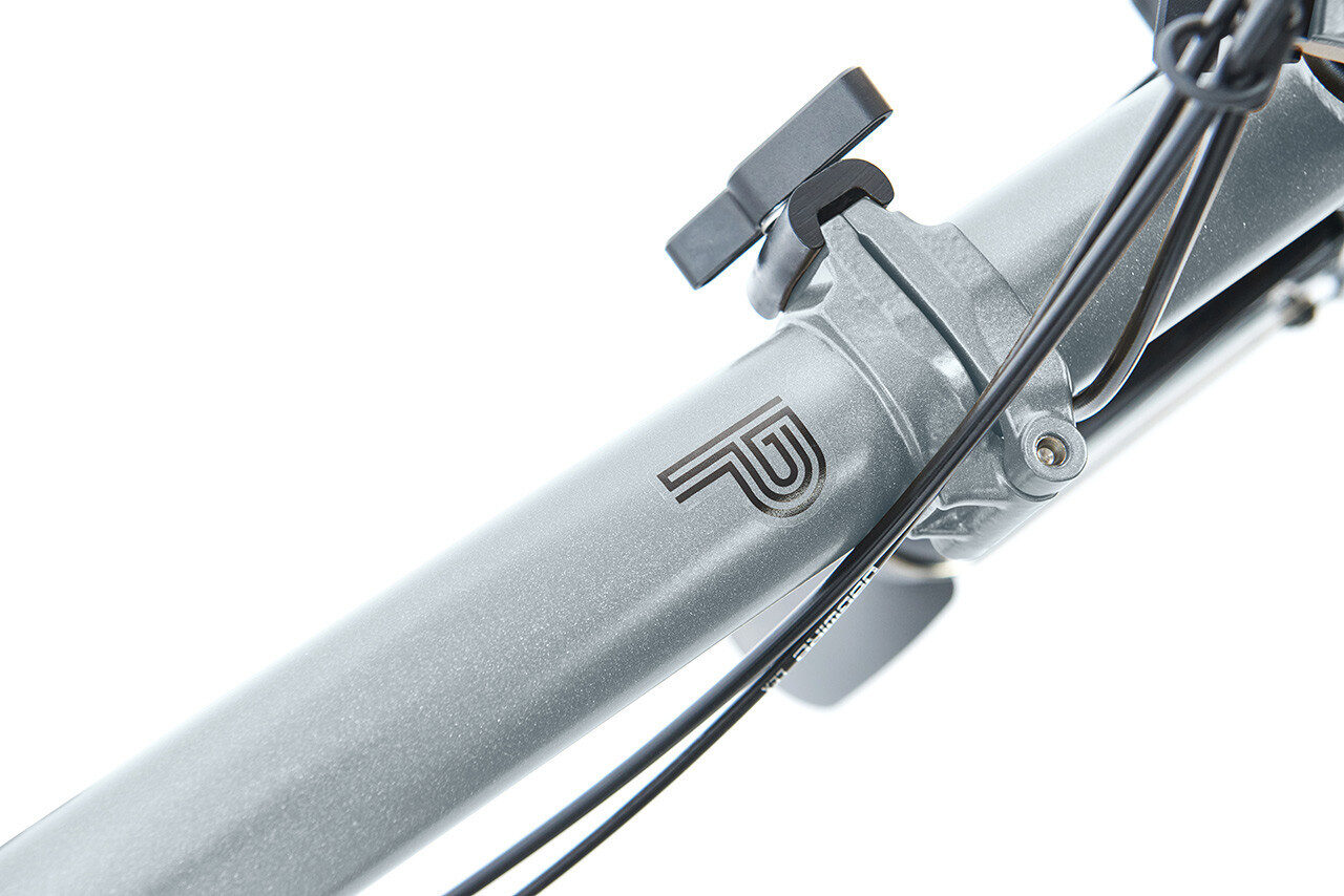 Brompton P Line 4-Speed Urban Folding Bike with Roller Frame | Lunar Ice, Mid Handlebar - Image 9