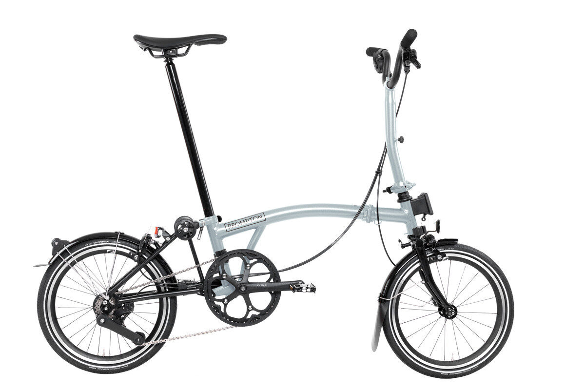 Brompton P Line 12-Speed Folding Bike | Lightweight Titanium, 12 Gears, Lunar Ice