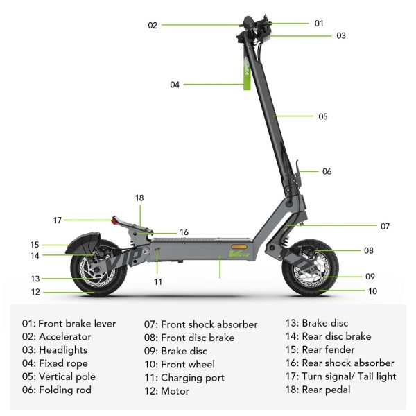 VIPCOO VS3 800W Off-Road Electric Scooter – 50KM Range, Touchscreen, Built for City & Adventure